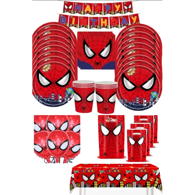 Pack Cotillón Y Decoración Cumpleaños Spiderman 10 Niños