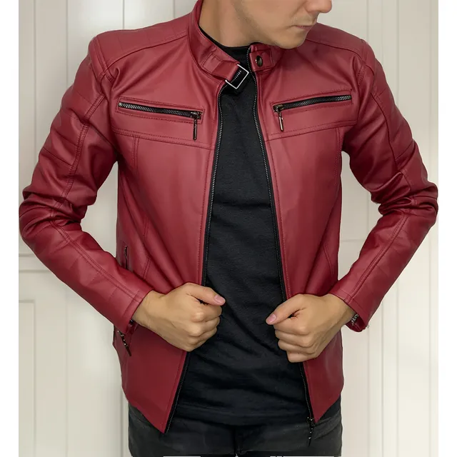 Chaqueta Chamarra Cuero Sintetico Para Hombre Slim 4 Colores
