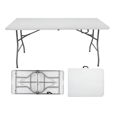 Mesa Dobrável Portátil 1,80m Polipropileno Ferro Veronna Branca Tmp180 Branco