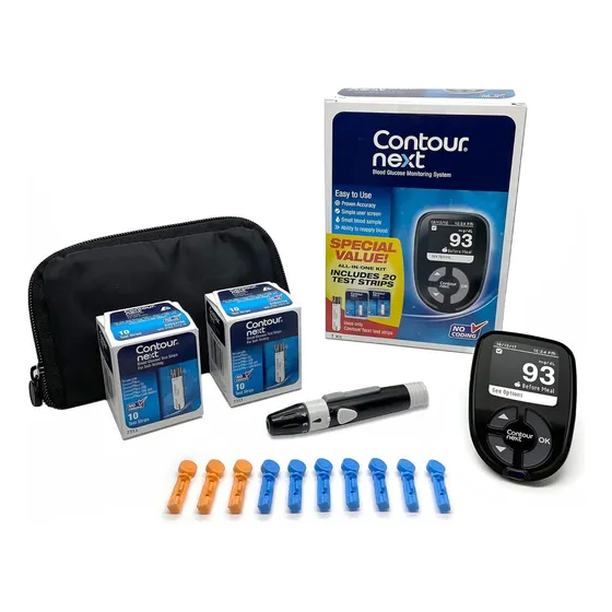 Glucometro Contour Next Kit 20 Tiras 10 Lancetas 1 Lancetero
