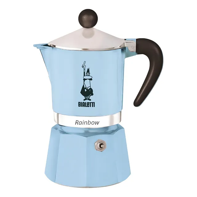 Cafetera Bialetti Moka Rainbow automática celeste italiana