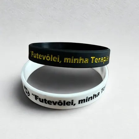 Pulseira De Silicone Personalizada Futevôlei Preto 7 Cm