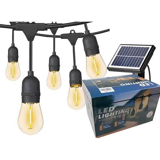 Guirnalda SOLAR Led 10 Metros Panel Solar Con 10 Ampolletas Led Luces Cálida | Cuotas sin interés
