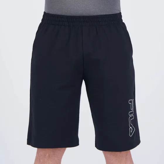 Bermuda Fila Practical Logo Preta E Branca