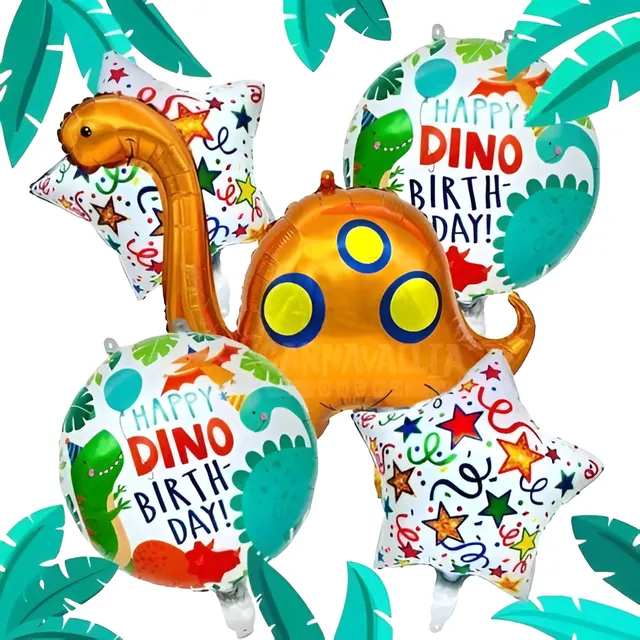 Bouquet 5 Globos De Dinosaurio Cuello Largo
