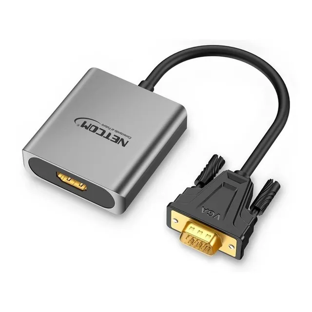 Convertidor Vga Macho A Hdmi Hembra Netcom Full Hd Audio 