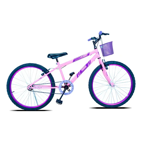 Bicicleta Aro 24 Forss Anny C/ Cesta S/ Marcha - Branco Cor Rosa