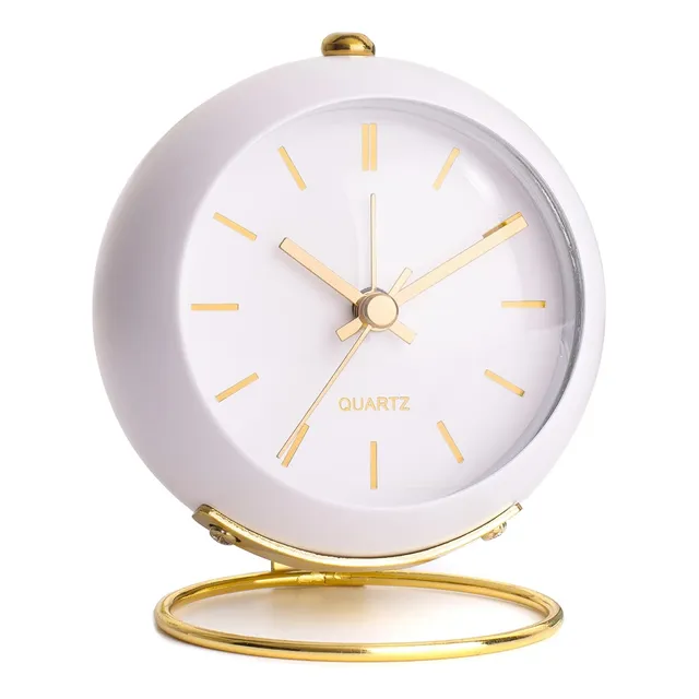 Reloj Despertador Clásico Blanco - Quartz Con Luz A Pila 