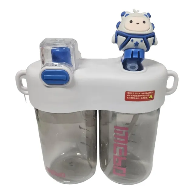 Botella Blanco De Agua Para Niños Con Dos Compartimentos