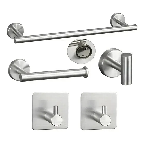 Set De 5 Accesorios De Baño Acero Inoxidable Plata Color Plateado EshopAngie