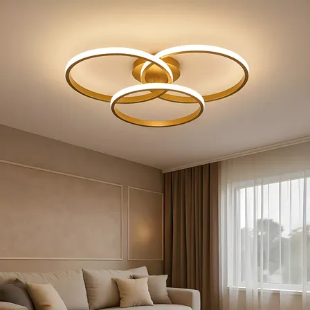 Plafon Led Dourado 45w 3 Cores Bivolt Lustre Moderno