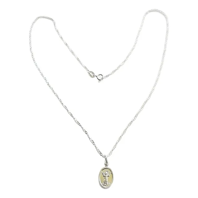 Cadena 45cm Bautizo + Medallla Divino Niño Plata 925