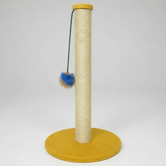 Arranhador Para Gatos Torre Sisal Com Brinquedo 60cm Amarelo
