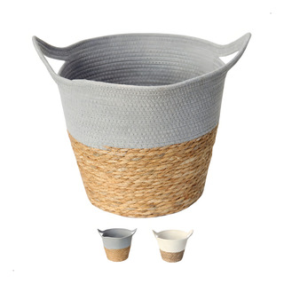 Cesto Trançado Multiuso 28x22 Fibra Natural Algodão Rústico Cor Cinza Cesto Trançado Multiuso 28x22 Fibra Natural Algodão Rústico Cor Cinza