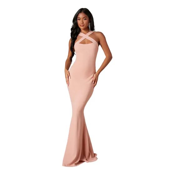 Vestido De Dama De Honor Con Tira Cruzada Delantera Bajo