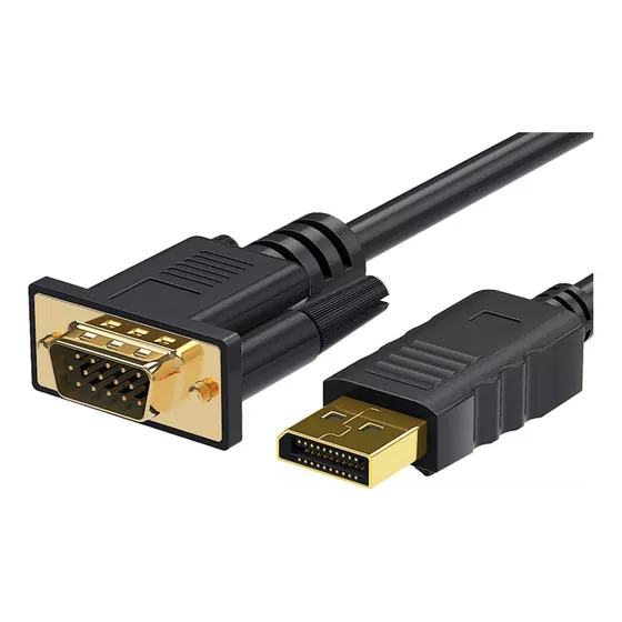 Cable Convertidor Displayport A Vga, Hd 1,8 M 1080p 60hz Soporta Extensiones Y La Misma Pantalla Gomita