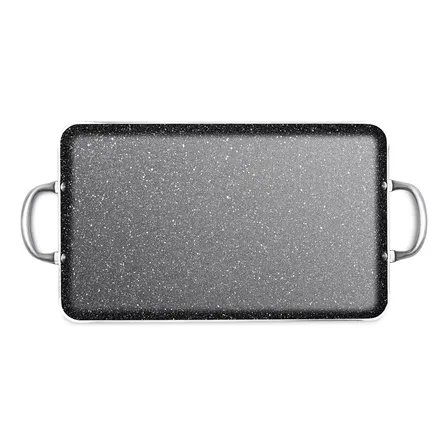 Charola Texas Grill Stone Lamex De 4 Mm Con Antiadherente Color Aluminio Apto Para Horno Y Estufa Charolas Para Hornear Ideal Para Tu Hogar & Cocina Integral Resistente Asas De Aluminio