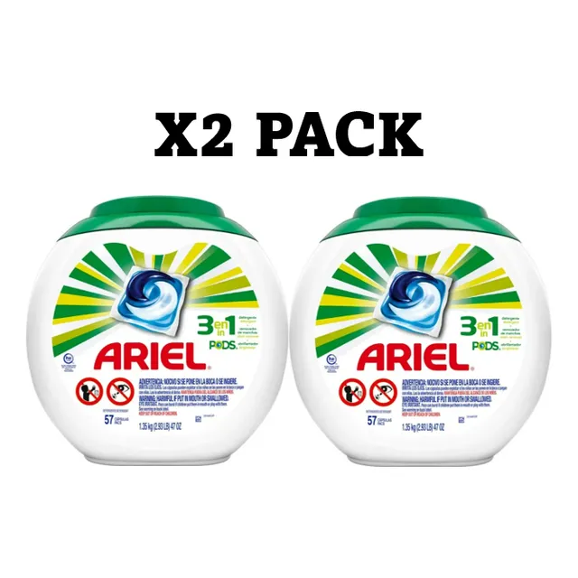 Detergente En Cápsulas Ariel Power Pods, 57 Cápsulas, 2 Pack