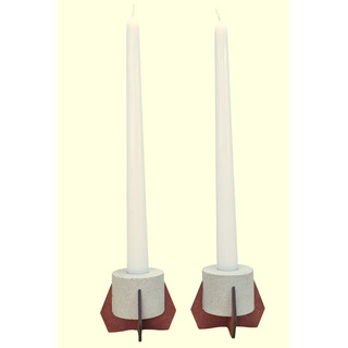 Juego De 2 Mini Candelabros De Concreto Con Base Y Vela Juego De 2 Mini Candelabros De Concreto Con Base Y Vela