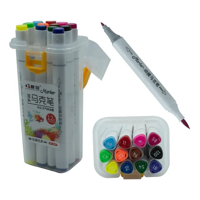 Dual Brush Pens Plumones Doble Punta 12 Pincel Rotulador