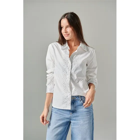 Camisa Premium Reiny De Poplin Con Piedras Guk4124 Arizona