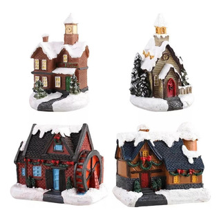 4 Peças Natal Snow House Led Lámpara Enfeites De De Natal 4 Peças Natal Snow House Led Lámpara Enfeites De De Natal