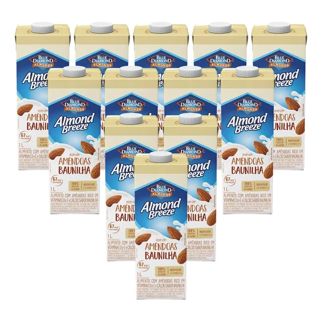 12 Un Bebida Vegetal De Amêndoas C/baunilha Almond Breeze 1l