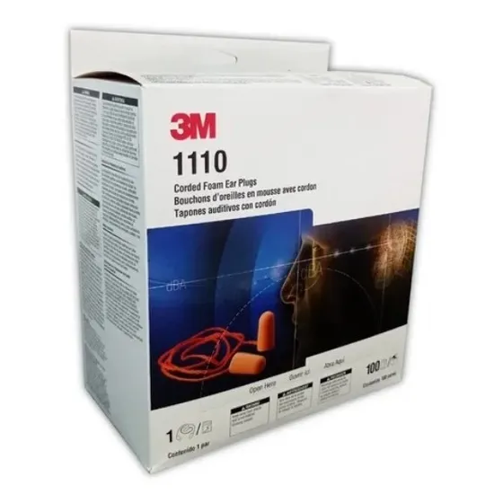 Tapón Protector Auditivo 3m Autoexpandible 1110 Con Cordel Color Naranja