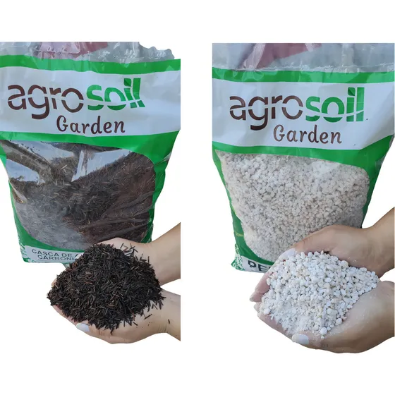 Kit 6 Litros Perlita Expandida E Casca De Arroz Carbonizada