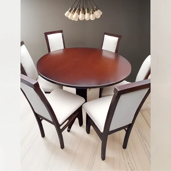 Juego De Comedor Tapizado,sillas Y Mesa Madera.