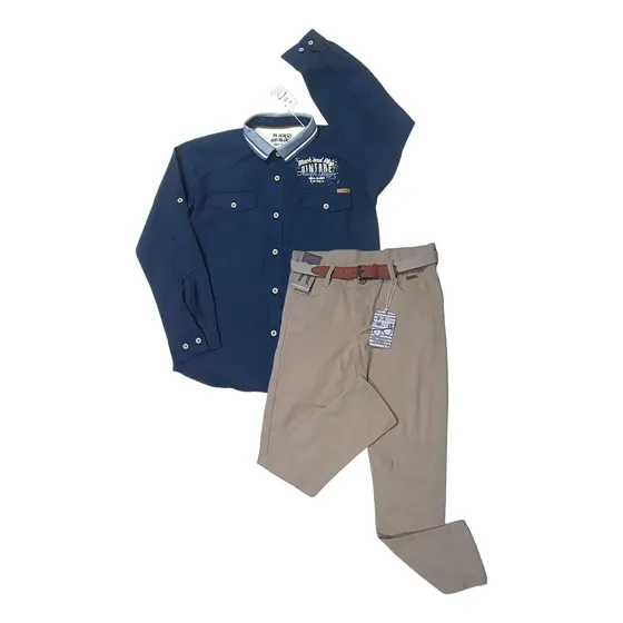 Camisa Para Niño Conjunto Casual Pantalón De Vestir