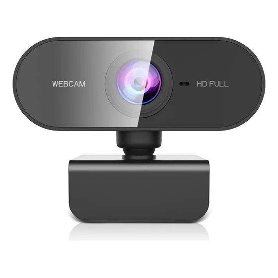 Cámara Web Negra Full Hd Micrófono Pc Y Trípode De Micrófono