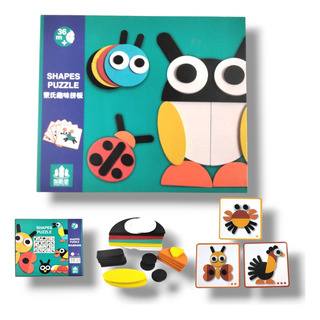 Rompecabezas 3d Juego Geométrico De Madera Con 18 Tarjetas Rompecabezas 3d Juego Geométrico De Madera Con 18 Tarjetas