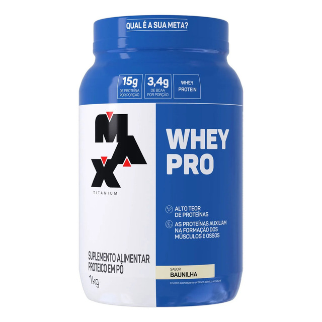 Whey Pro Baunilha Max Titanium Protein Pro Com Bcaa E Aminoácidos 1kg Sabor Baunilha Whey Pro Baunilha Max Titanium Protein Pro Com Bcaa E Aminoácidos 1kg Sabor Baunilha