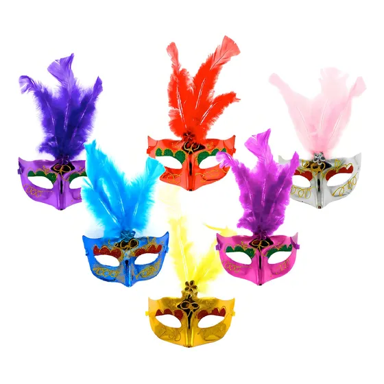 Antifaz Veneciano Colores X 10 Color Variado Pluma