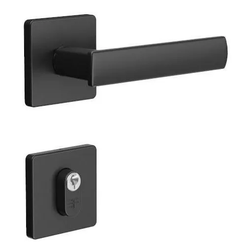 Fechadura Externa com Chave 3f Preto 740e/117 Com Roseta Quadrada