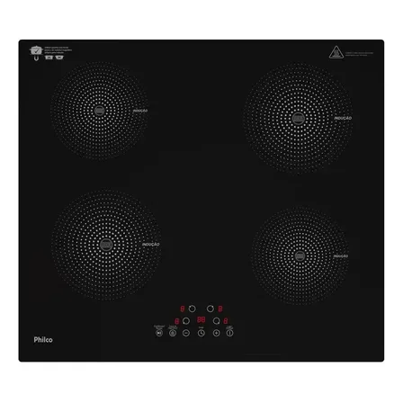 Fogão Cooktop De Indução Philco 4 Bocas Pct40a 9 Níveis+turbo Touch Preto 220v