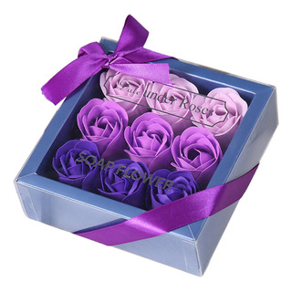 Juego De Jabón Con Flores De Rosas En Caja Degradado Morado Juego De Jabón Con Flores De Rosas En Caja Degradado Morado
