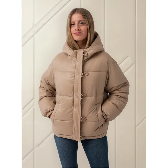 Camperas  Puffer De Dama Abrigadas Con Capucha Y Bolsillos