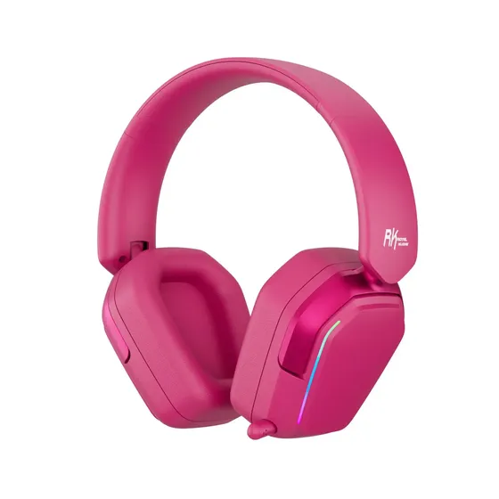 Auriculares Gaming Rk Royal Kludge Hg101 Berry Red 7.1, Bluetooth 5.3 y 2.4 GHz, Triple Mode Wireless And Cable, Retractil Micrófono With Ruido Cancelation, Rgb, Compatibles With Pc Ps4 Ps5 Switch