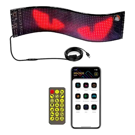 Panel Flexible Led Rgb Mensaje Luminoso Ojos Animado 89x19cm