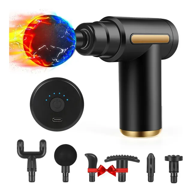 Pistola De Masaje Muscular, Relaja Y Alivia El Dolor, Incluye 6 Cabezales De Masaje Y 6 Velocidades, Ideal Para Espalda, Cuello Y Pies