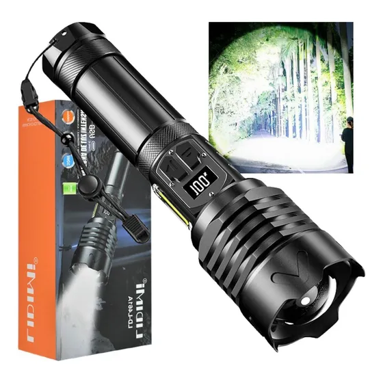 Linterna Táctica 30w Led 2000m Recargable Negro Luz Blanco/rojo Lidimi Ld-l461a