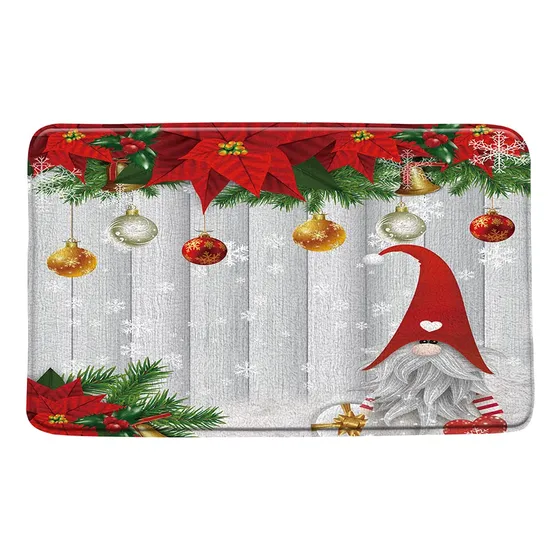Tapete Baño Gnomo Navidad Diseño Muñeco Nieve Flor Invierno