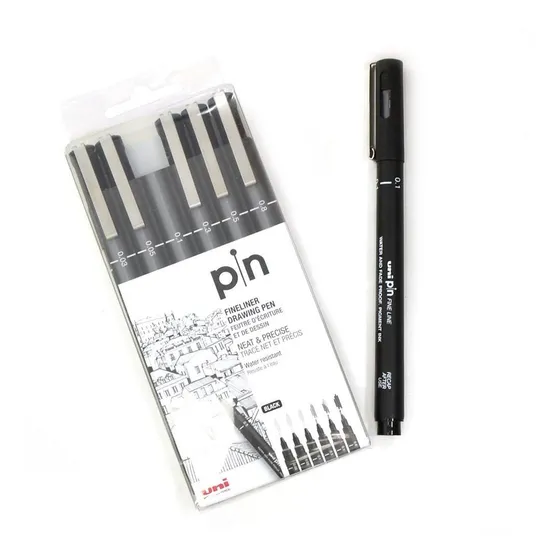 Kit Caneta Nanquim Uni Pin Fine Line - 6 Pontas