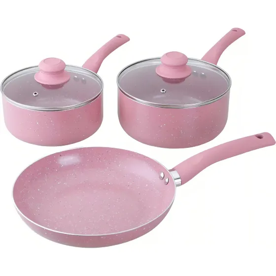 Jogo De Panelas Dots 3 Peças Rosa - La Cuisine