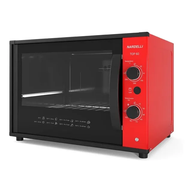 Forno Elétrico De Bancada Nardelli 60 Litros Top6 Red 110v
