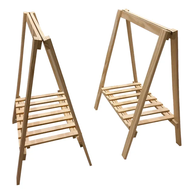 Kit 2 Cavalete Com Prateleiras Mesa De Obras Madeira Pinus
