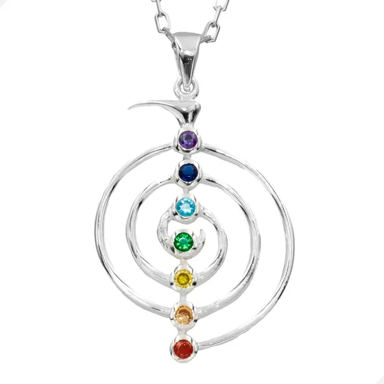 Colgante Chokurei Grande 7 Chakras Plata Fina 925 | N426 Cadena Limada 50cm