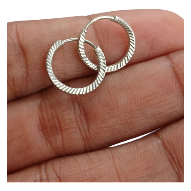 Argollas De Plata Ley 925 Diamantada Pequeña
